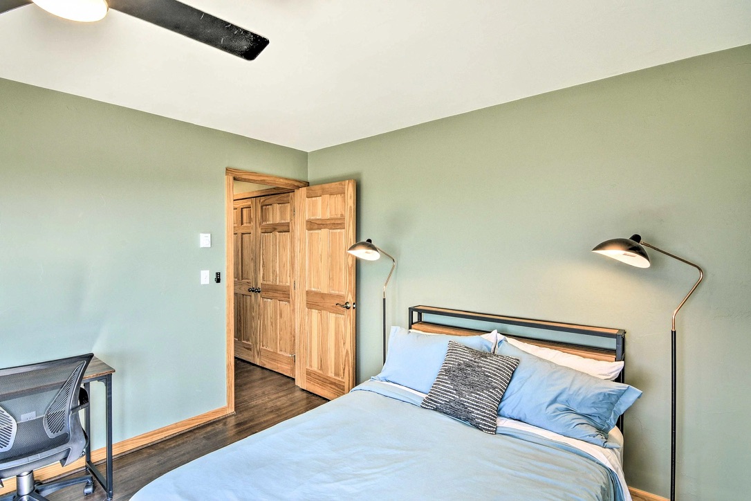 Bedroom with reading lamp